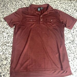 Kuhl Men’s Burgundy Short-Sleeve Polo with Dual Chest Pockets